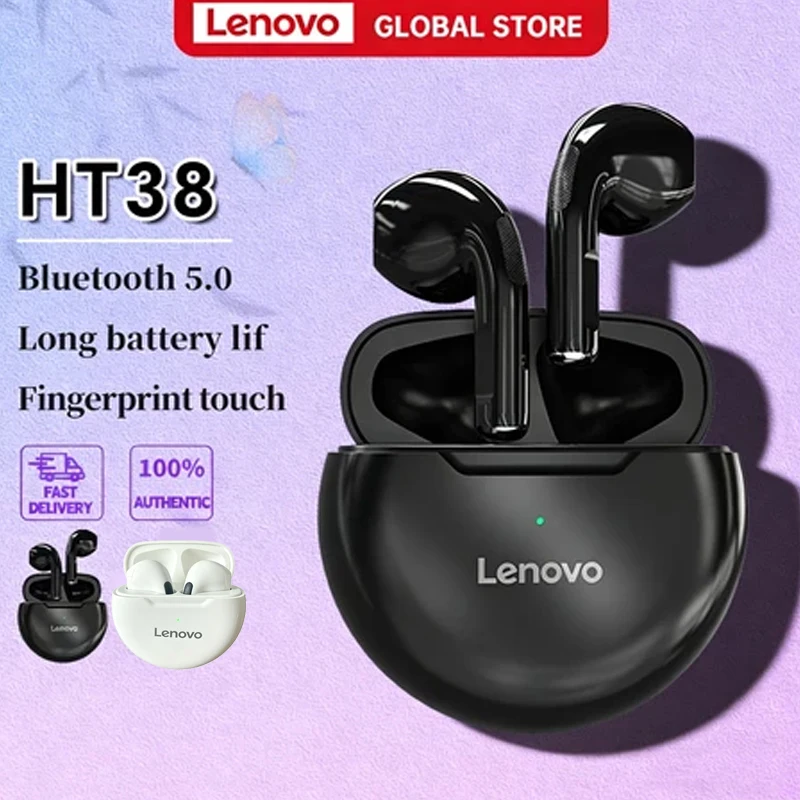 Sdc2c5495967c4c58b1a2fadeb7c7382aT.webp Lenovo HT38 TWS Sport Earphones, Mini Wireless Bluetooth Headset, HiFi Stereo Bass Fast Charging Case Sweatproof Running Earbuds - Image 1