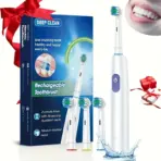 Round Rotating Electric Toothbrush for Adults, Soft Bristles, 5 Cleaning Modes, USB Rechargeable, with 4/8 Replacement Heads - Image 12