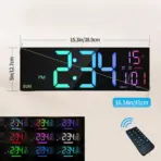 16.2'' Large Digital Wall Clock with Remote Control Big LED/Dual Alarm/8 RGB Colors Digital Alarm Clock Electronic Watch - Image 7