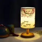 LED Square Decoration Table Lamps Simple Chinese Style Dimmable EU Plug Night Light Fabric Lampshade Bedroom Bedside Lights - Image 4