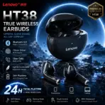 Lenovo HT38 TWS Sport Earphones, Mini Wireless Bluetooth Headset, HiFi Stereo Bass Fast Charging Case Sweatproof Running Earbuds - Image 6