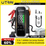 UTRAI 5 in 1 6000A Car Jump Starter 150PSI Air Pump PD30W Power Bank High-speed Airflow Dualmode For kayakingCar Battery Booster