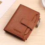 RFID Anti-Theft Brush New Three Fold Multi Fold Genuine Leather Cowhide Wallet Multifunctional anti Tamper Magnetic Card Bag Sho - Image 8
