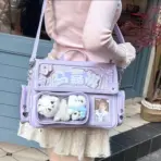 New Y2K Cute Ita Bag Harajuku Girl Transparent Pocket Large Capacity Crossbody Bag Lolita DIY Badge Display Casual Shoulder Bags - Image 9