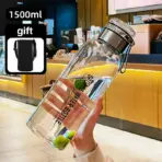 1500ML/2000ML large capacity high borosilicate glass water bottle transparent milk juice cup outdoor portable thermos cup - Image 8