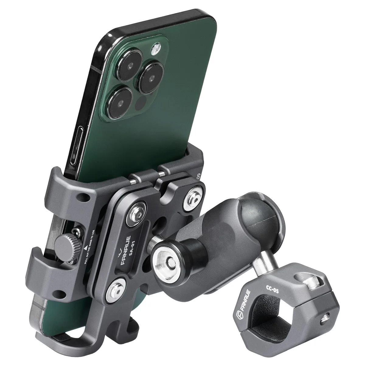 Se4d8d0aa678f48bbae2382a003d2cef5X.webp FANAUE Motorcycle Bike Phone Holder Mount Aluminum Alloy with Vibration Dampener ATV/ UTV Bike Scooter Handlebar GPS Clip - Image 1