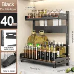 3 Tier Spice Storage Rack for Countertop Adjustable Spice Organization for Cabinet Kitchen Organizer Metal Shelf Black - Image 9