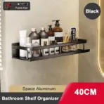 Punch-Free Bathroom Rack Bathroom Shelf Toilet Space Aluminum No Drill Hanging Rack Bathroom Organizer Hang On the Wall - Image 12