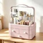 1pc Cosmetics Storage Box, Dust‑Proof Desktop Makeup Organizer with Drawer for Skin Care Products Household Vanity Storage - Image 6
