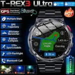 2026 New T-Rex3 Pro 1100mAh Battery Smart Watch GPS path 5ATM Waterproof Sports Run tracker Outdoors Compass Military Smartwatch