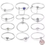 Bracelet Silver 925 Original 17-20CM Star Moon Sun Four Leaf Clover Green Zircon Bracelets Fit DIY Charms Birthday Jewelry Gifts