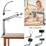 Ring Light with Stand and Phone Holder USB Ring Light with Clamp Overhead Camera Selfie Flexible Desk Tripod for Photography - Image 3