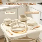 Food Grade Silicone Child Dish Set Baby Feeding Bowl Suction Plate Straw Cup Wooden Spoon Fork for Kids Tableware Toddler Dishes