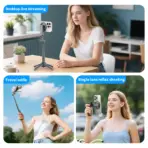 Magnetic Phone Holder 360° Rotation Pocket Selfie Stick With Bluetooth Remote Adjustable Desktop Stand for Live Streaming - Image 2