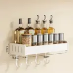 Wall Mounted Kitchen Condimenters Spice Rack Organizer Shelf Kitchen Storage Wall Shelf Organizers Hanging Hook Rack For Kitchen - Image 7