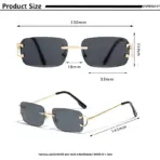 HBK Retro Rimless Sunglasses For Women Men Small Square Gold Frame Brand Design Tea Shades Rectangle UV400 Zonnebril Eyewear - Image 5