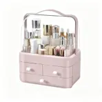 1pc Cosmetics Storage Box, Dust‑Proof Desktop Makeup Organizer with Drawer for Skin Care Products Household Vanity Storage - Image 2