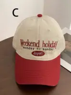 1 unisex all season fashionable pure cotton retro letter WEEKEND HOLIDAY baseball cap - Image 7