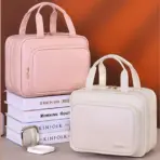 New PU Leather Hanging Cosmetic Bag For Women Portable Storage Makeup Organizer Large Capacity Travel Toiletry Storage Bags - Image 2