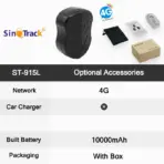 SinoTrack Magnet 4G Waterproof Car GPS Tracker ST-905/ST-915 Vehicle Locator Long Standby 10000mAH Battery with Free APP - Image 9
