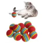 5/10/30PCS Rainbow EVA Cat Toys Ball Interactive Cat Dog Play Chewing Rattle Scratch EVA Ball Training Balls Pet Toys Supplies - Image 3