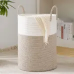 Large Storage Basket Tall Woven Decorative Laundry Hamper With Handles Foldable Cotton Rope for Clothes Kids Toys Living Room - Image 12